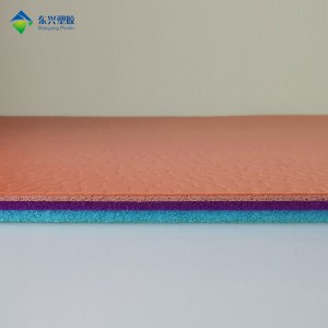 Embossed stone surface PVC sports flooring for volleyball court